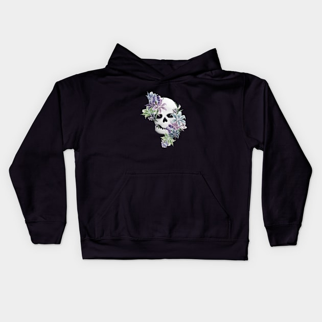 Skulls and Flowers Kids Hoodie by digitaldoodlers